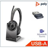HP Poly Voyager 4320 Stereo Teams & UC with Charge Stand, 218476-02 usb-A, , Wireless, Noise canceling boom, Acoustice Fence