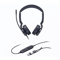 Yealink UH44 Dual Teams USB-C/A Microsoft Certified Teams USB Wired HeadsetDual Noise-Canceling Microphones 35mmSpeaker Busylight Leather Ear Cushions