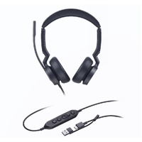 Yealink UH46 Dual UC USB-C/A Unified  Communications USB Wired Headset 3-Noise-Canceling Microphones 35mm Speaker Busylight Leather Controller