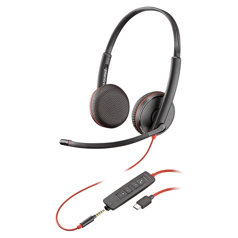 HP Poly Blackwire C3225 UC Stereo Headset (USB-C & 3.5mm) - 80S04A6