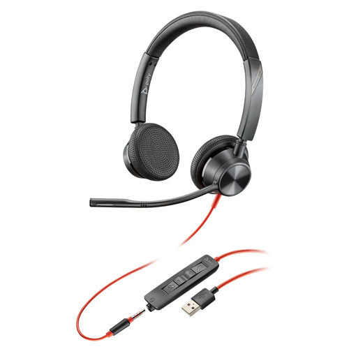 HP Poly Blackwire 3325 USB-A with 3.5mm Wired Binaural Headset 213938-01 - 76J20AA