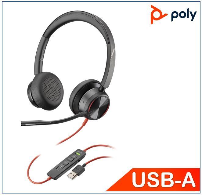 HP Poly Blackwire 8225, 214406-01 Standard, USB-A, Noise cancelling, Acoustic Fence, SoundGuard, Call control, Busy light indicators on speaker