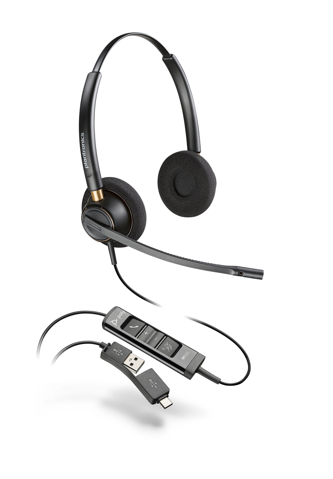 HP Poly EncorePro EP525 USB-A-C Dual Ear Digital Headset UC (783R3AA)