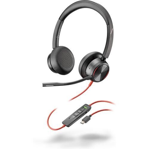 Poly UC Blackwire 8225 Stereo Corded Headset | USB-C + USB-A Adaptor | ANC