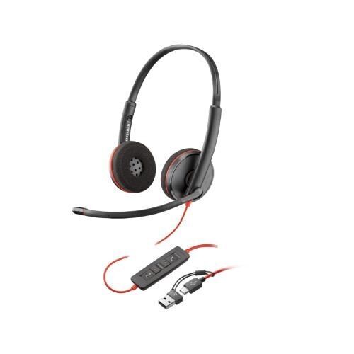 Poly UC Blackwire 3220 Stereo Corded Headset | USB-C (USB-C/A Adaptor)